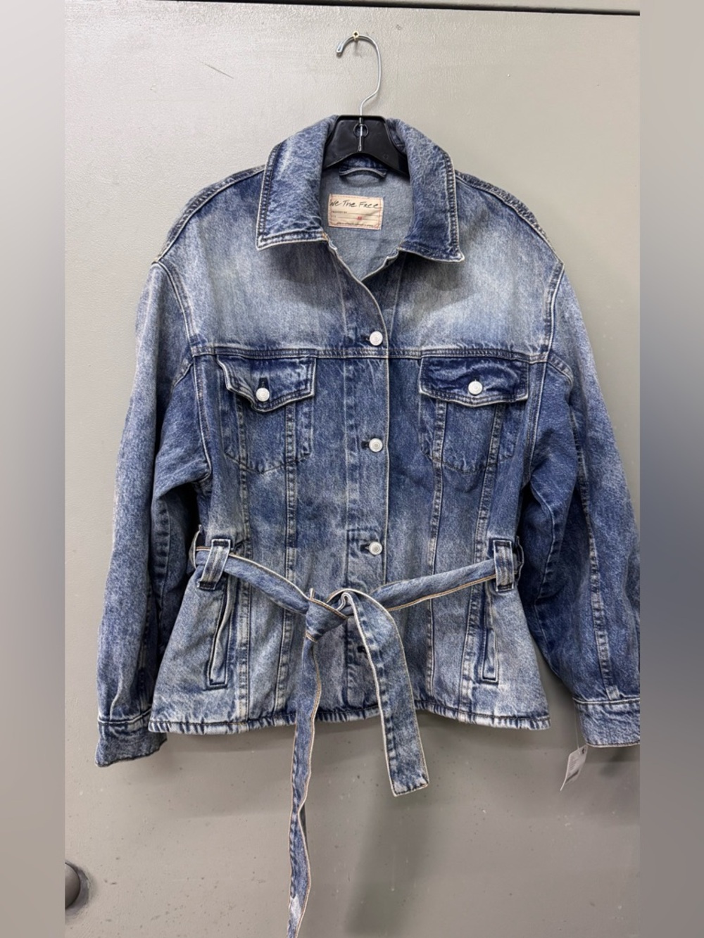 NWT Free People We The Free Knotted Denim Jacket Cloudy Blue Womens XS NEW